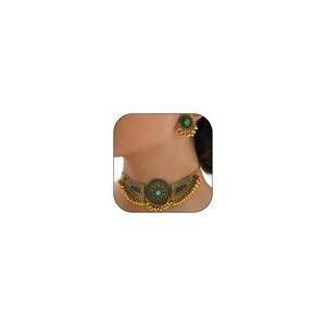 JAVARNV Indian Jewelry Sets for Women Dainty Gold Jewelry Set Vintage Indian Nec